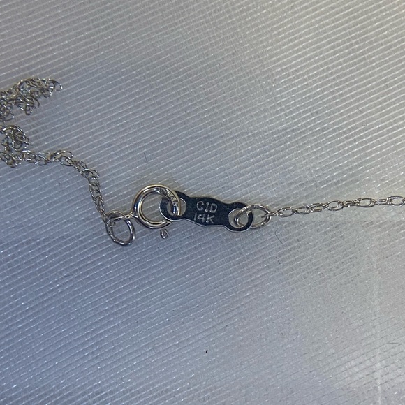 14K WHITE GOLD aquamarine and diamond heart necklace 18” REAL GOLD - Picture 8 of 15